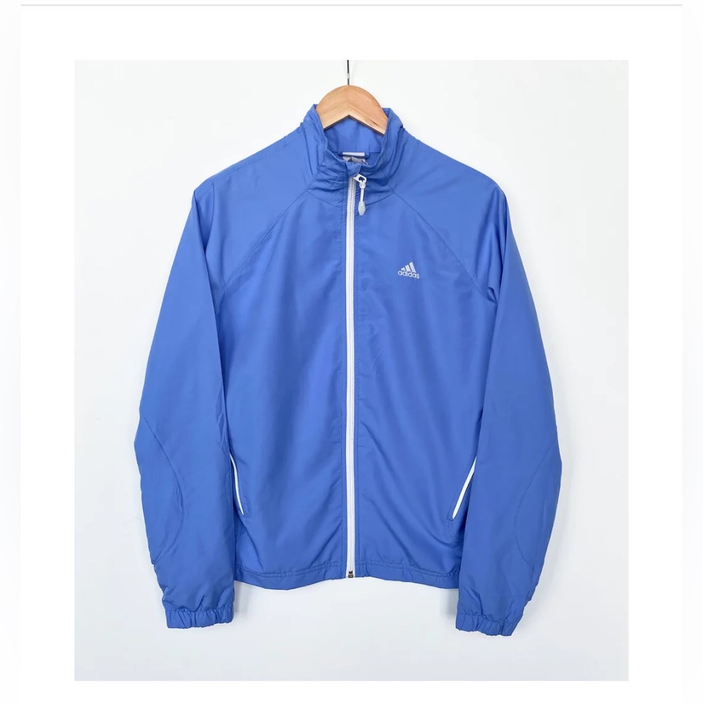 Adidas Women’s Windbreaker in Vibrant Blue 3 Stripes
